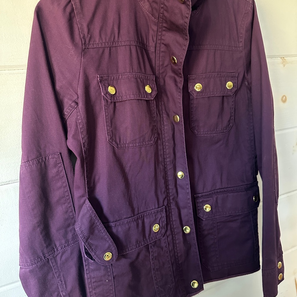 J. Crew Factory Purple Utility Jacket with Gold Buttons